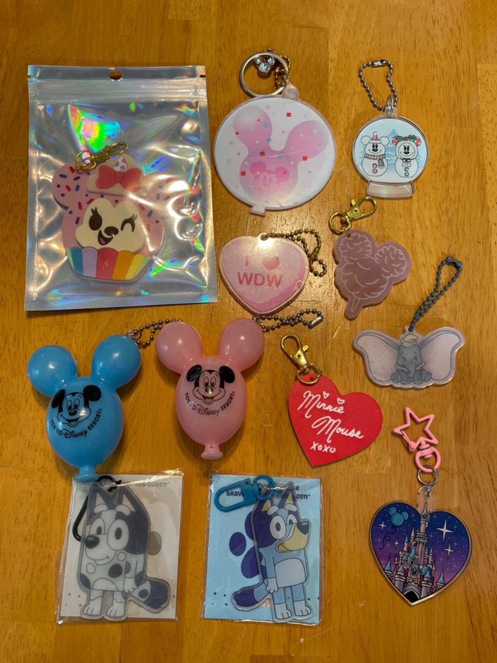 Disney Small Shop Bag Charm Lot Mickey Minnie Bluey Castle Balloon